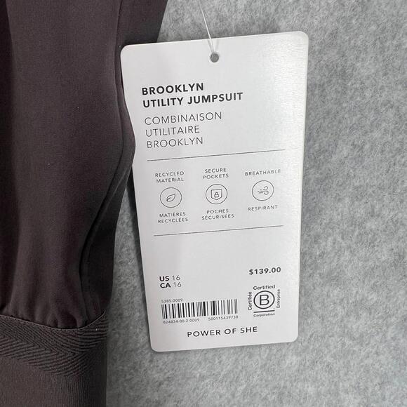Athleta Brooklyn Jumpsuit Womens 16 Athleisure Lightweight Shale Pockets NWT - Picture 5 of 12